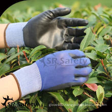 SRSAFETY 18 gauge nylon PU garden work gloves/ PU coated work gloves